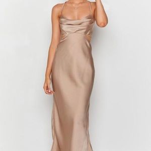 BEGINNING BOUTIQUE—Taleah Cut Out Maxi Dress Mocha